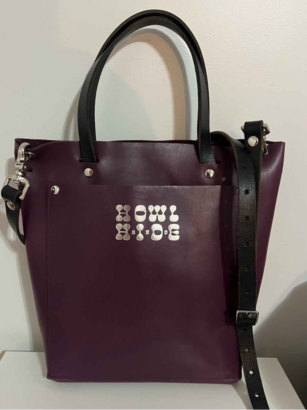 Howl Hide Purple Genuine Leather Tote Bag Purse